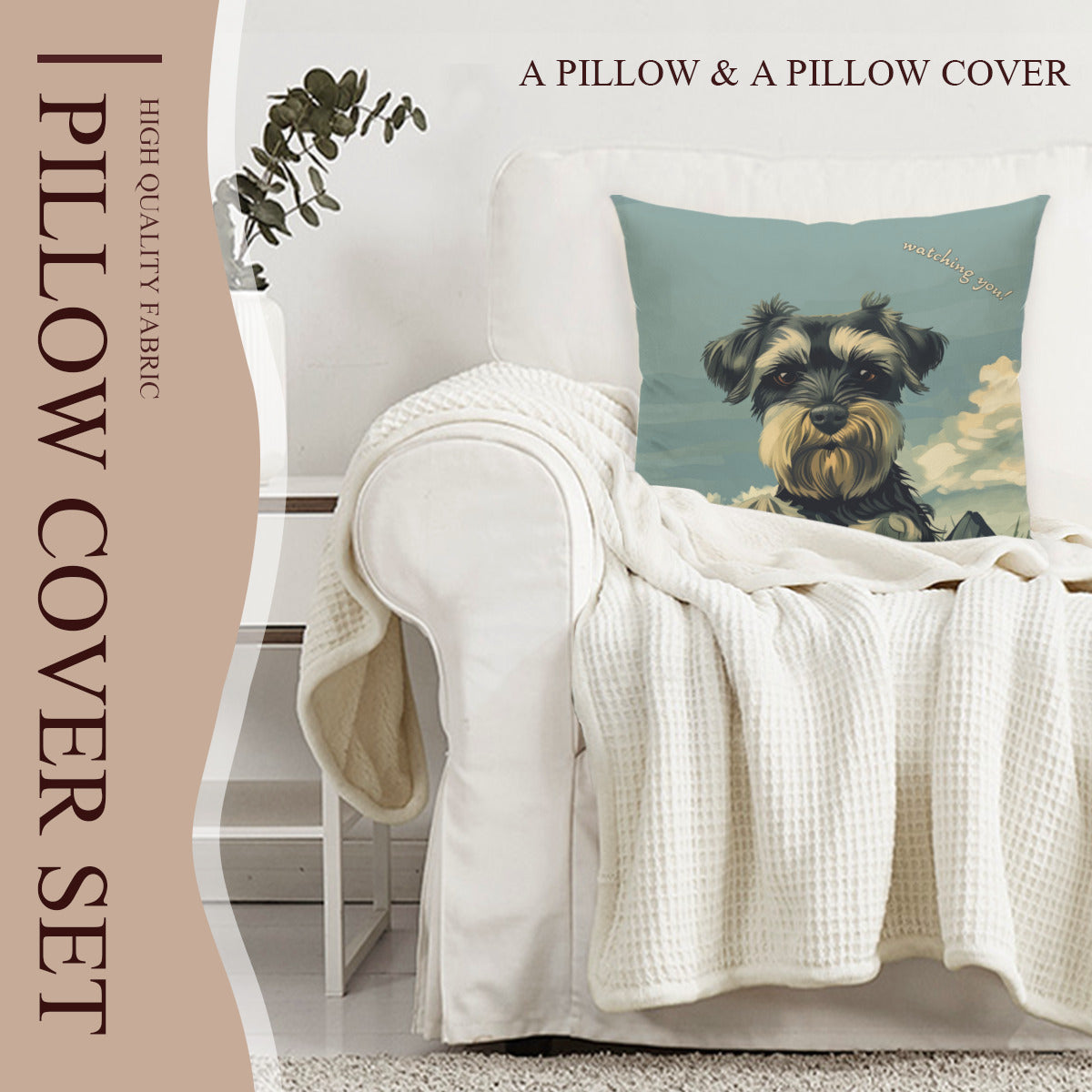 Schnauzer Pillow - "Watching you"