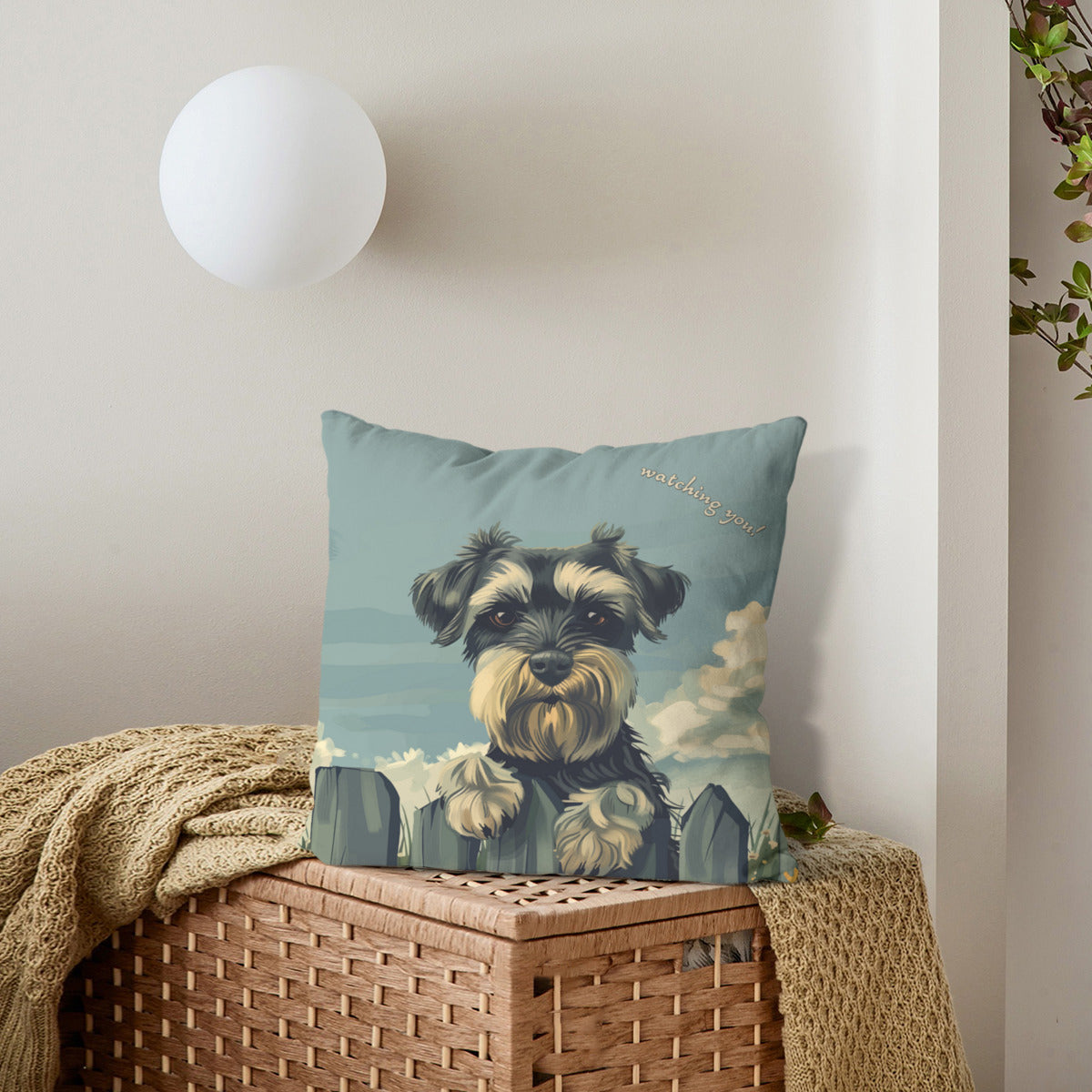 Schnauzer Pillow - "Watching you"