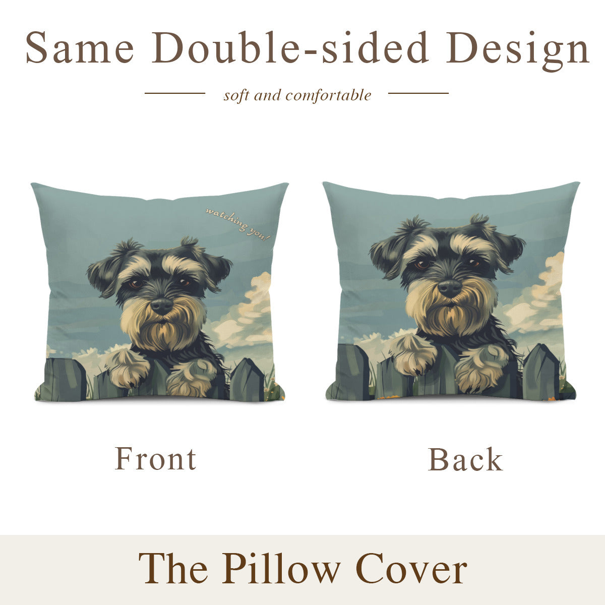 Schnauzer Pillow - "Watching you"