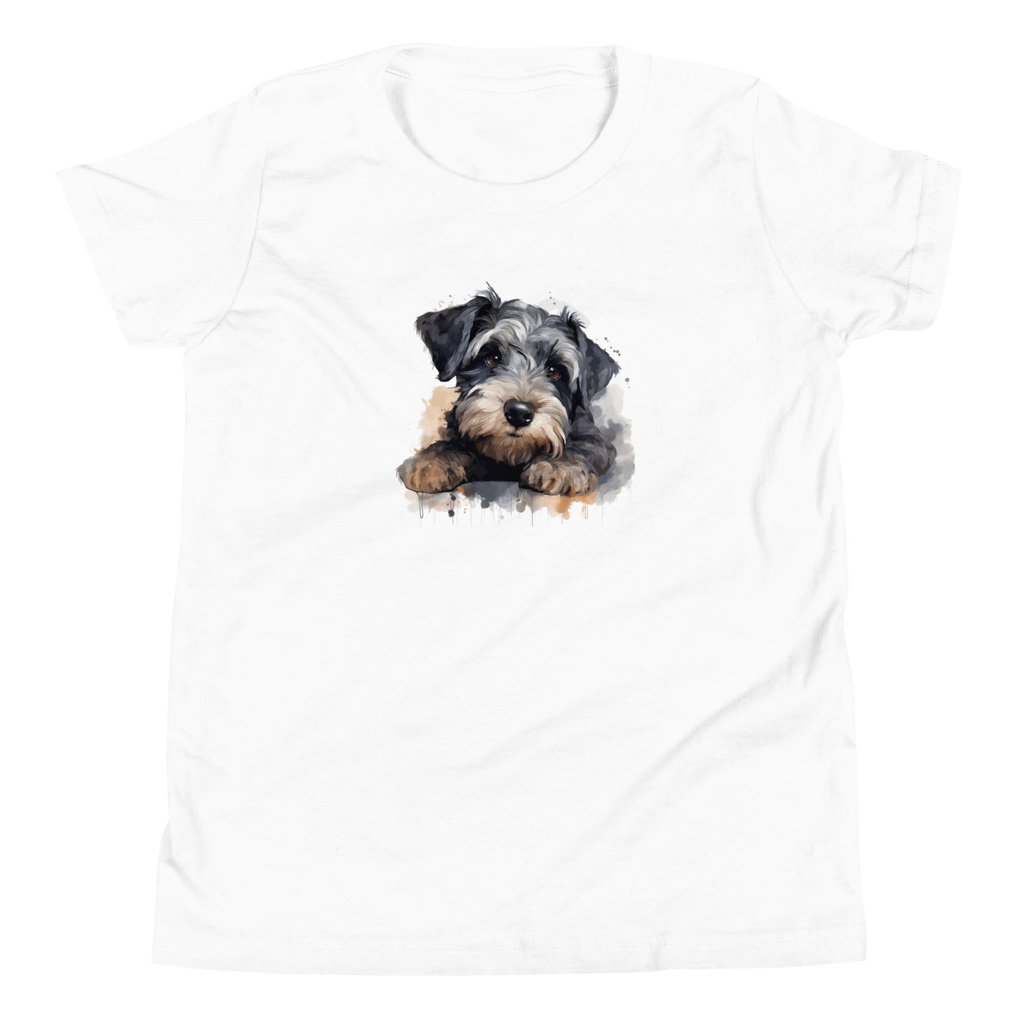 Unisex Youth Short Sleeve T-Shirt - "Schnauzer watercolour #1"