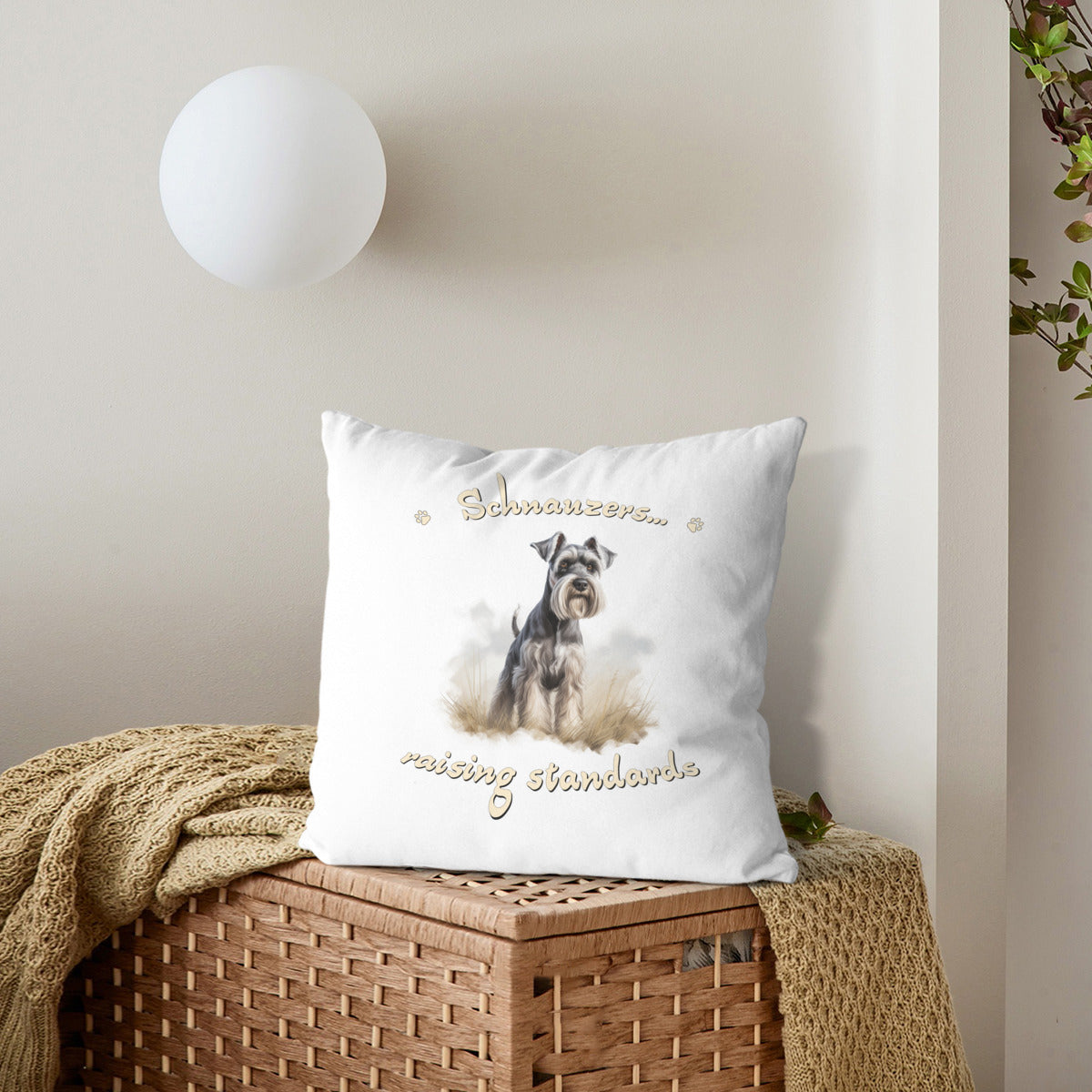 Schnauzer Pillow - "Raising Standards"