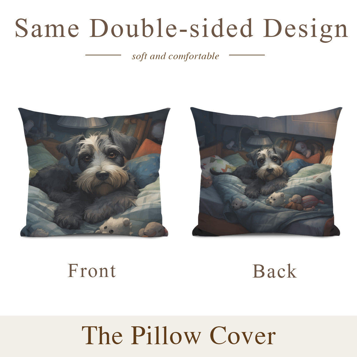 Schnauzer Pillow - "Bedtime #3"