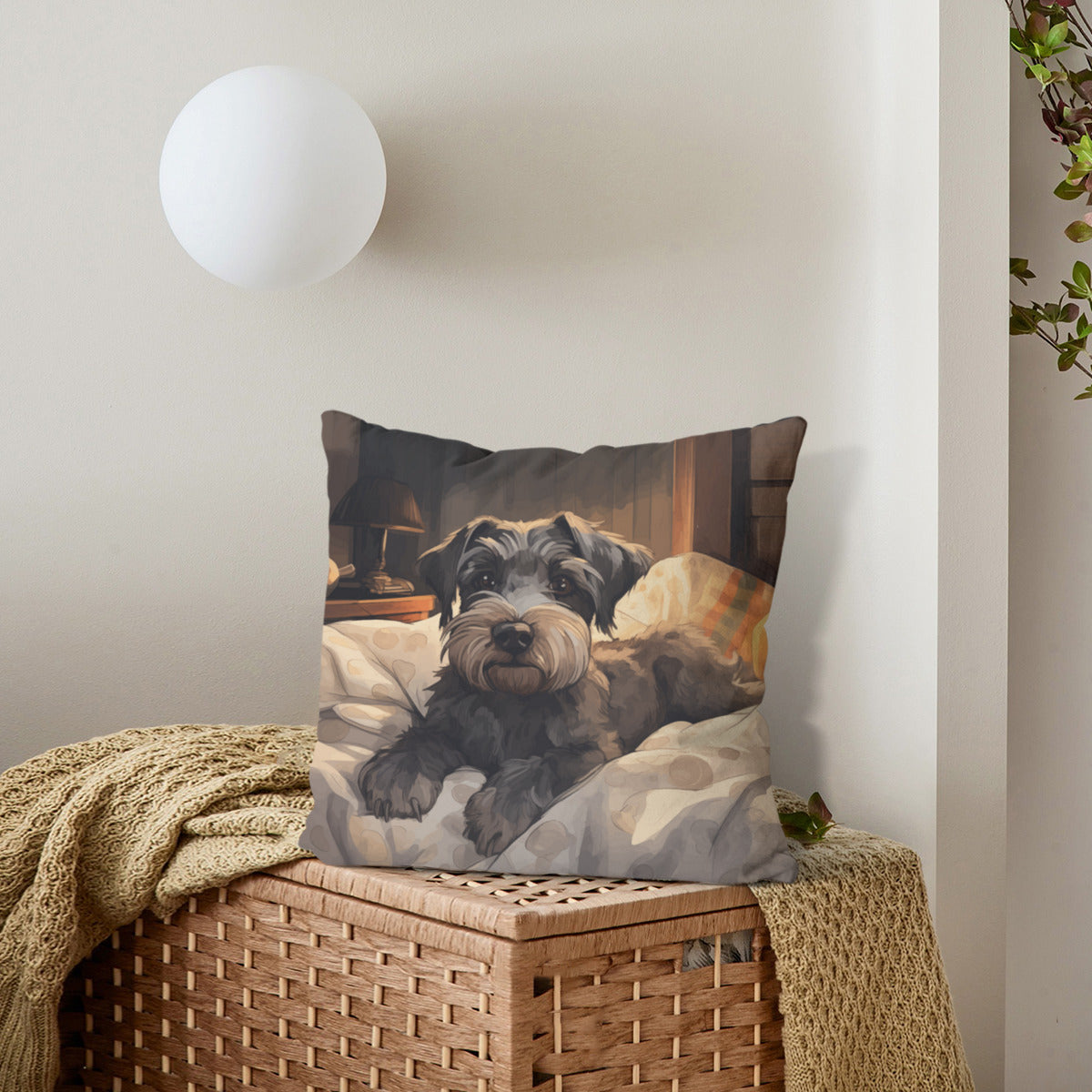 Schnauzer Pillow - "Bedtime #1"